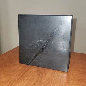 Shungite Stone Tile Plate 8 x 8 inch POLISHED thick 1 inch approx 7 pounds